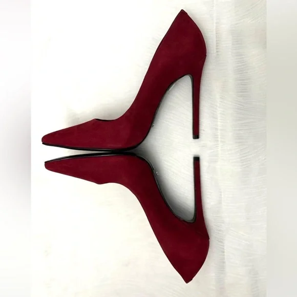 SCHUTZ Gilberta Burgundy Suede Heel Pointed Toe Pumps in Rubi Wine - Size 8 - Picture 5 of 8